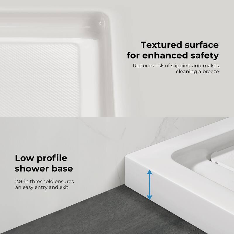 Adena White Shower Base 60x36 in white