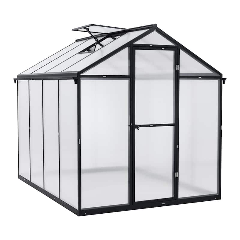 Aoodor 6' x 8' Walk-in Polycarbonate Greenhouse with Roof Vent and Door lock