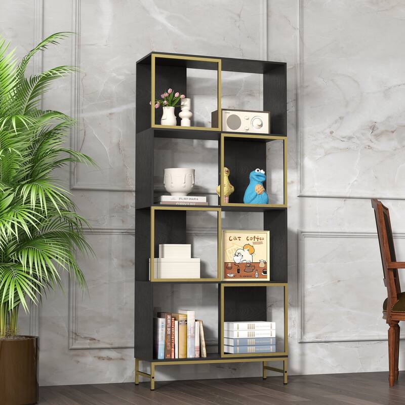 Vintage Storage Rack with Open Shelves 4-Tier Bookcase,Display Wooden Shelves for Living Room,Bathroom,Balcony,Kitchen