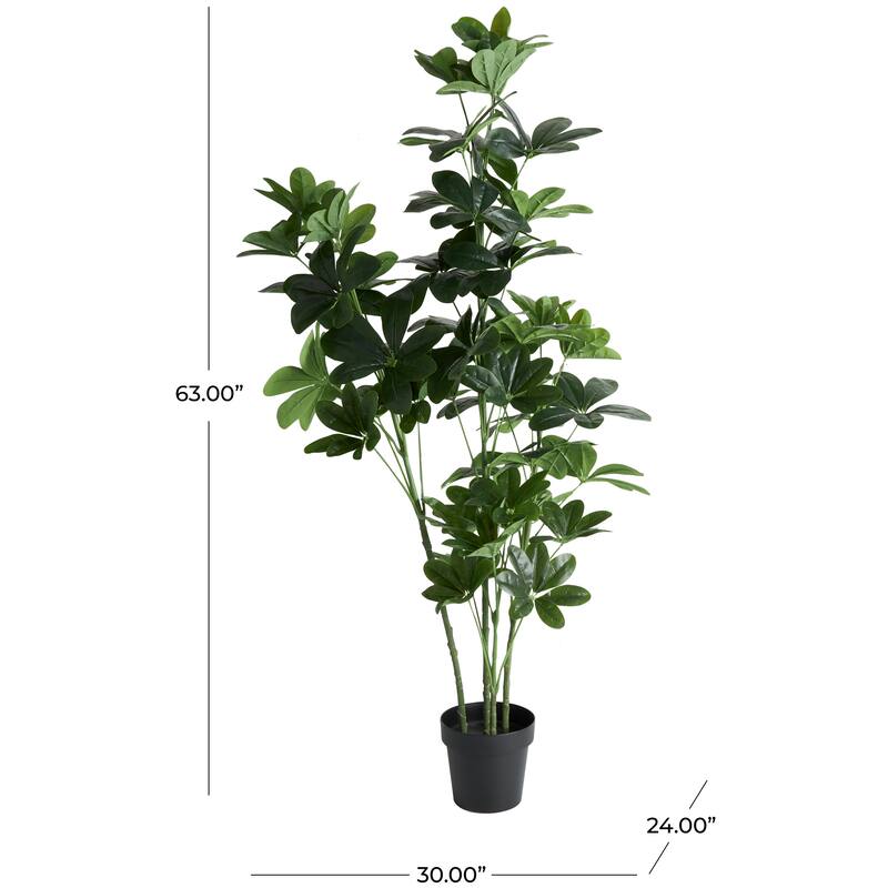 Faux Foliage Money Tree Tall Artificial Tree with Black Pot - Green - Roche River Decor - 24"W x 30"L x 63"H