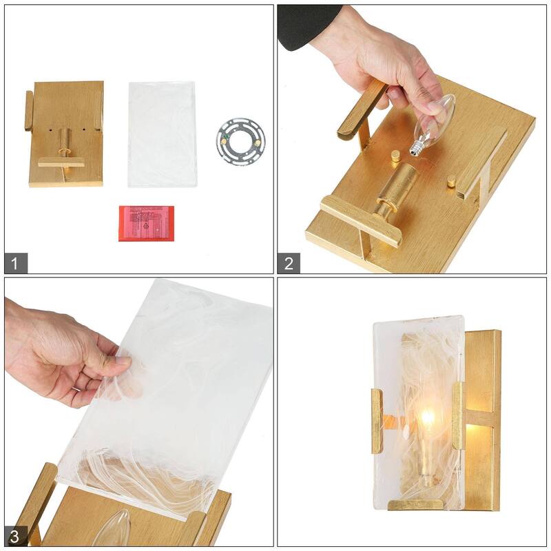 Modern Gold 1-Light White Smoke Glass Wall Sconce Lamp Flush Mount Bathroom Lighting - 6 " L