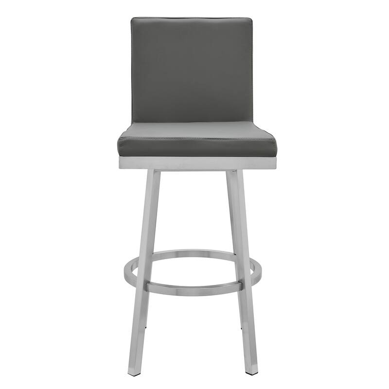Rochester Faux Leather and Metal Swivel Bar or Counter Stool