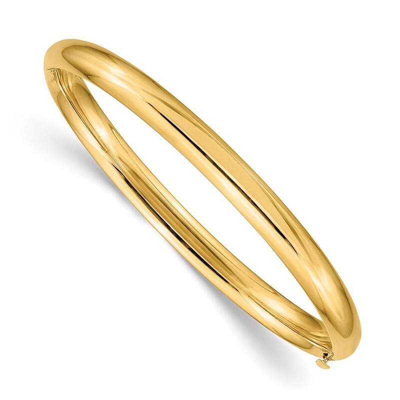 Curata 14k Yellow Gold Hollow Safety bar 3/16 Polished Hinged Baby Bangle Bracelet