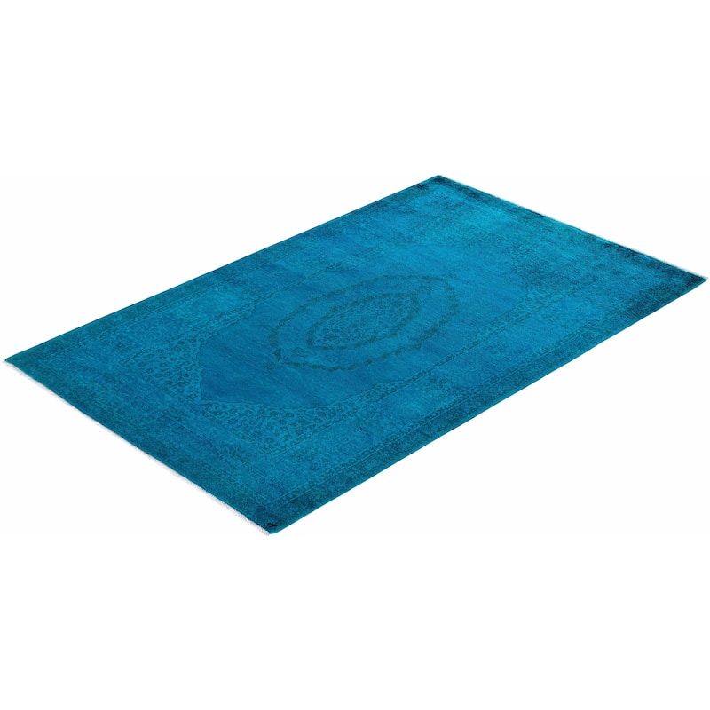 Contemporary Overdyed Wool Hand Knotted Area Rug - 3' 2" x 5' 1"