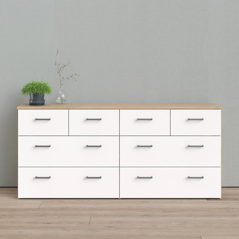 Porch & Den Space Oak Structure and White 8-drawer Double Dresser