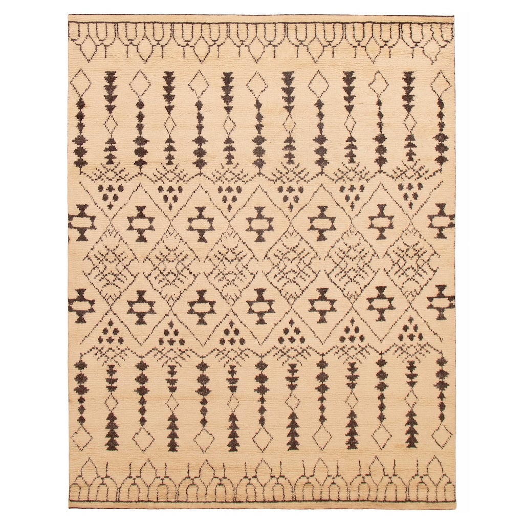 ECARPETGALLERY Hand-knotted Tangier Cream Wool Rug - 8'1 x 10'1