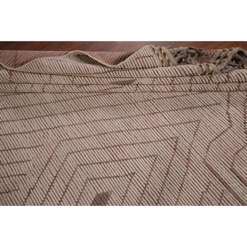 Earth Tone Moroccan Oriental Large Area Rug Handmade Wool Carpet - 9'7"x 13'9"