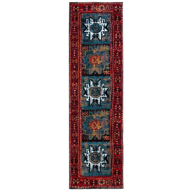 SAFAVIEH Vintage Hamadan Gody Oriental Distressed Rug - 2'3" x 8' Runner - Red/Light Blue