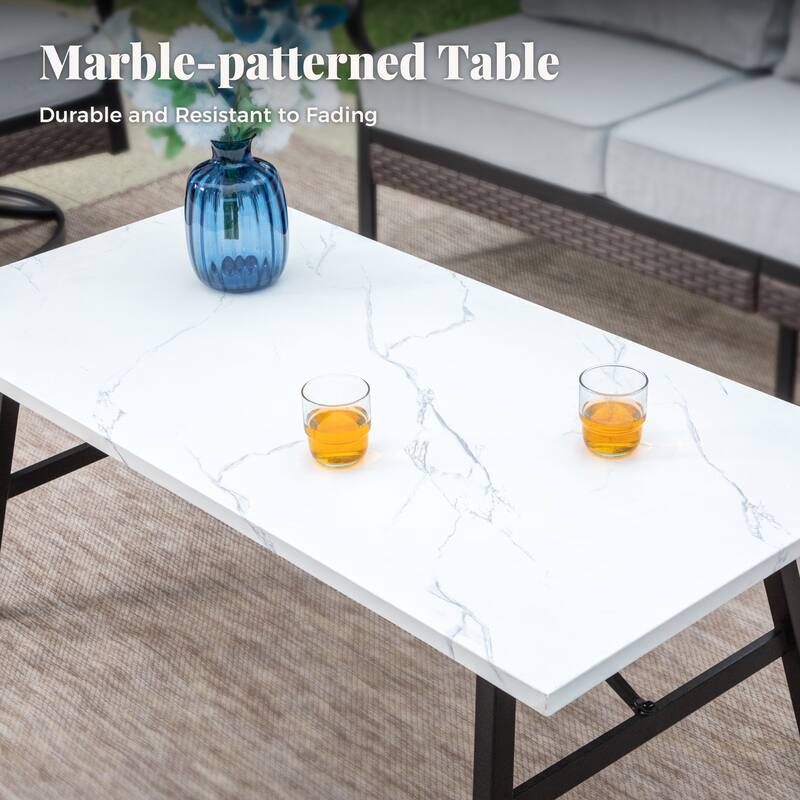 MAISON ARTS 4-Seat Patio Conversation Sets with 2 Rocking Sofa Chairs, 1 Loveseat Sofa and 1 Coffee Table