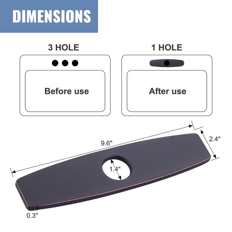 WOWOW 304 Stainless Steel Faucet Plate for 1 to 3 Hole Sinks