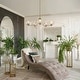 preview thumbnail 13 of 16, Modern Glam Gold 5-Light Oversized 41.5 in. W Chandelier with Textured Colored Art Glass Shade for Dining Room Bedroom