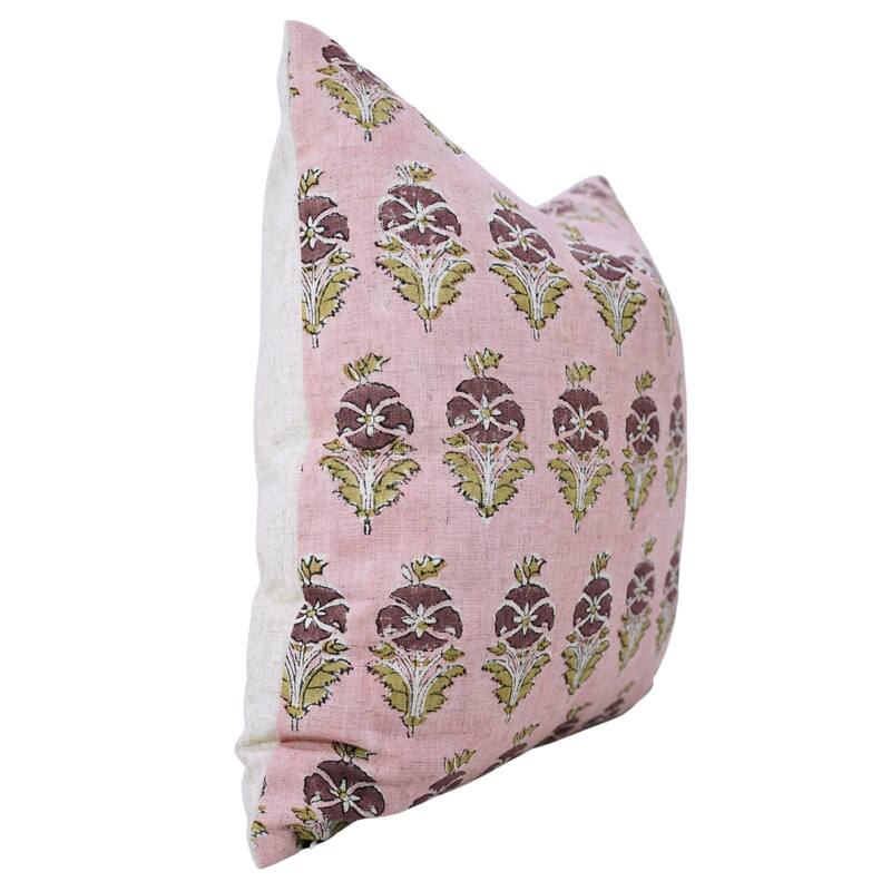 Fabdivine Floral Cushion Cover Viscose Linen for Sustainable Home Gifts Rectangle 14x20 Inch Farmhouse Pillowcase, Mor Mukut