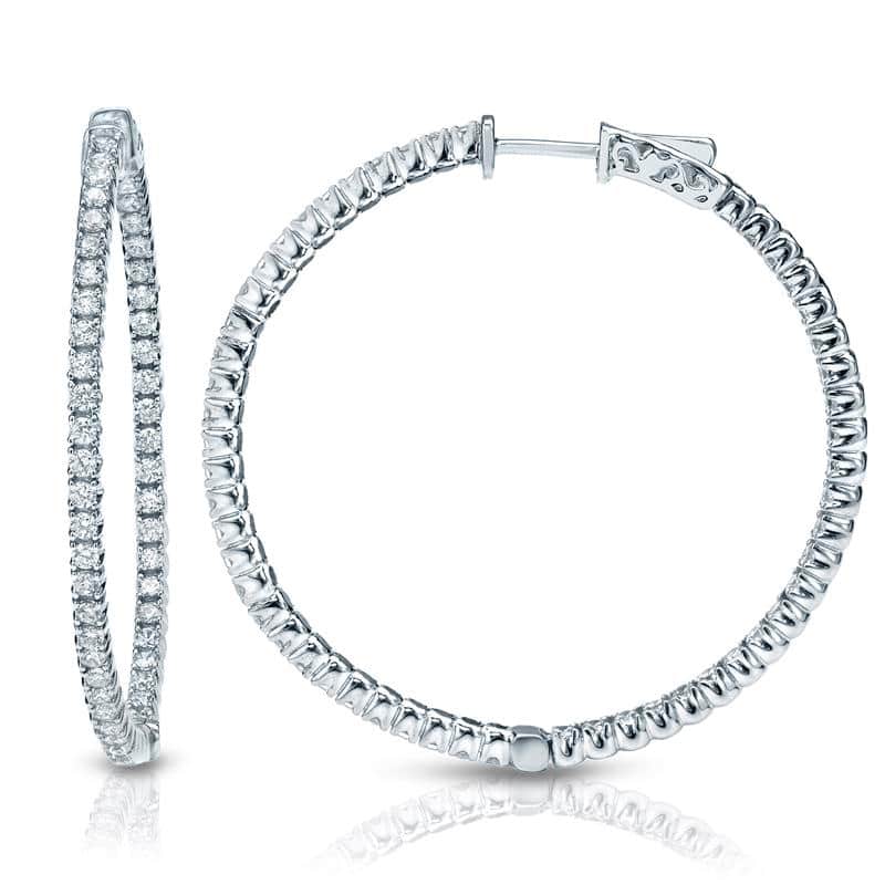 Auriya 14k Gold 1 carat TW Medium Diamond Hoop Earrings - 1.29-inch (H-I, SI1-SI2)