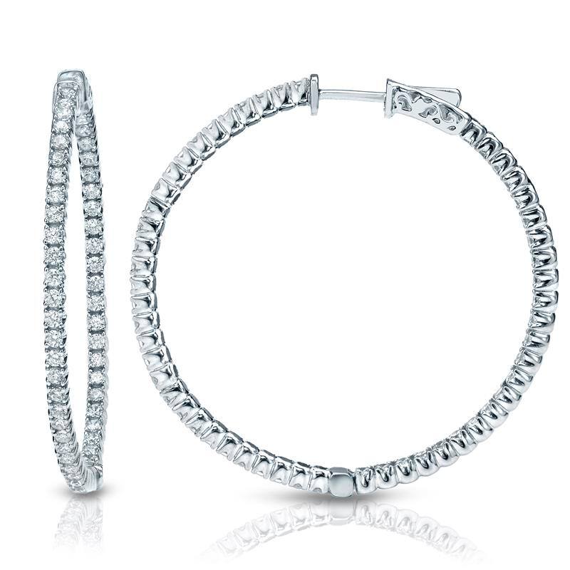 Auriya 14k Gold 1 carat TW Medium Diamond Hoop Earrings - 1.29-inch (J-K, I1-I2)