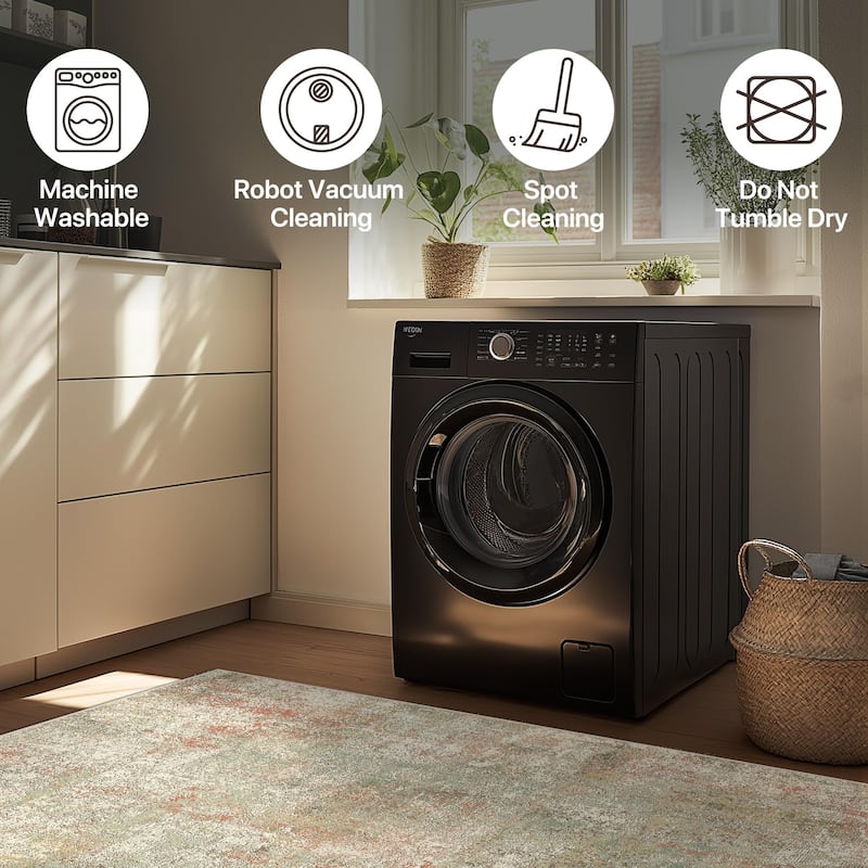 Mcow Vintage Fresco Collection Distressed Abstract Low-Pile Machine-Washable Area Rug - 8' x 10'