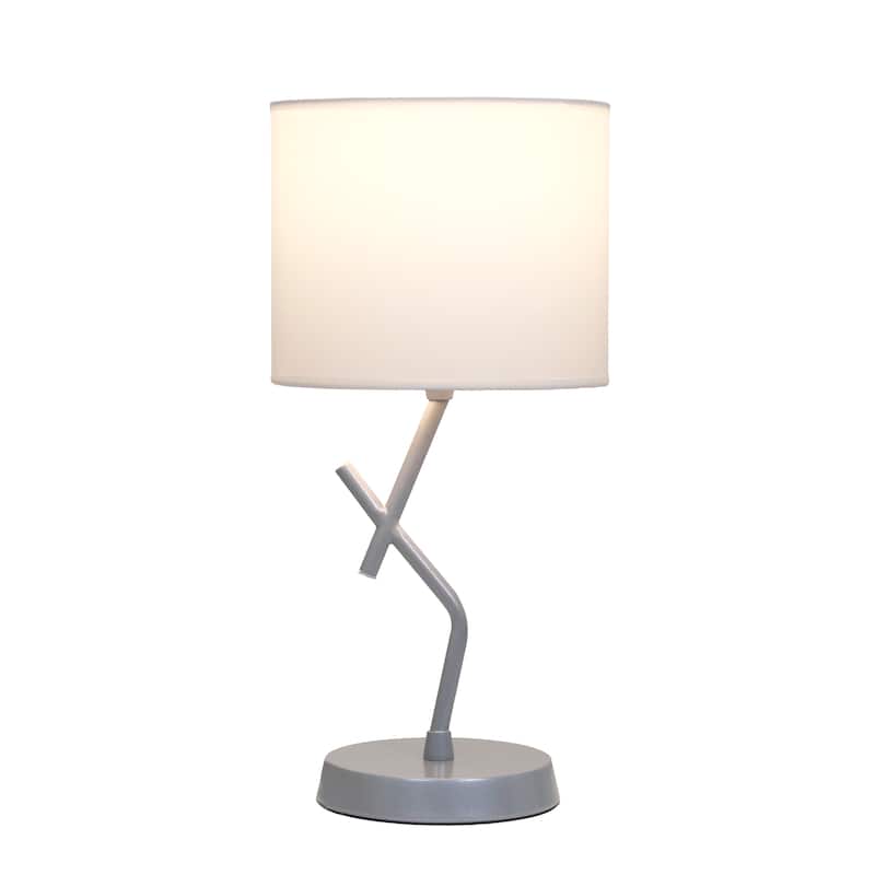 Modern Geometric Metal Table Lamp with Fabric Drum Shade for Bedroom Living Room Office Decor - 8.07” x 8.07” x 17.13”
