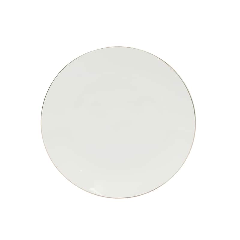 Gibson Home Ogalla 30 Piece Plates, Bowls, & Mugs Dinnerware Set - Service for 6 - White Porcelain W/ Gold Band