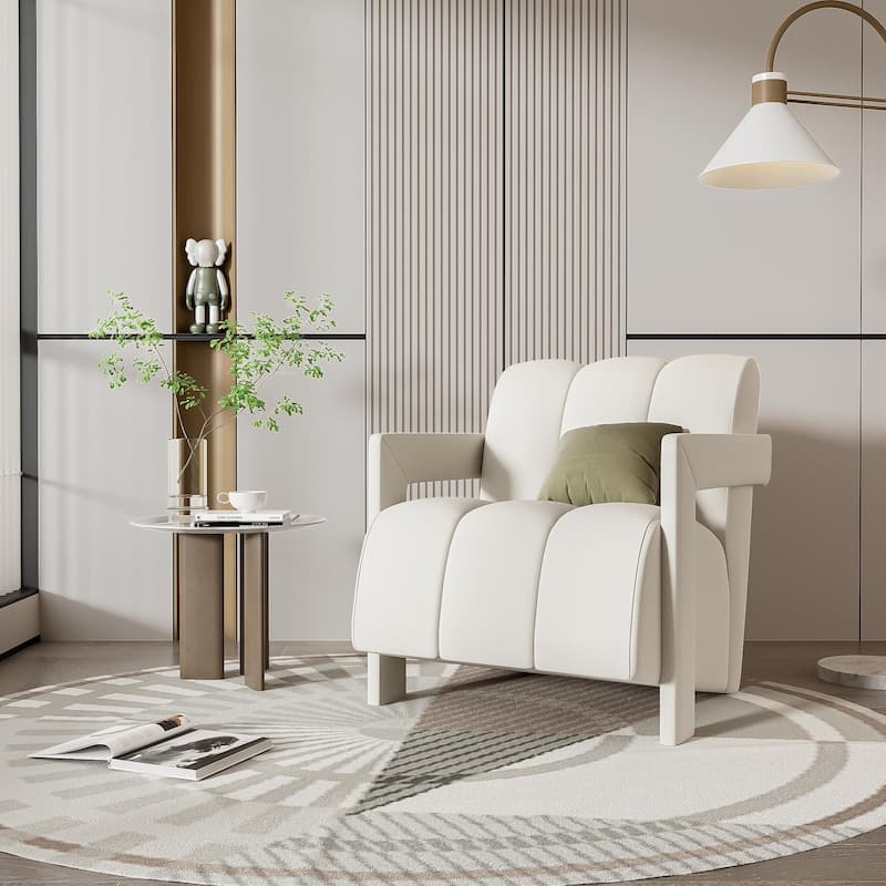 Stylish Side Chair Accent Chair White Dressing Chair Armchair Vanity Chair Reading Chair for Living Room - White