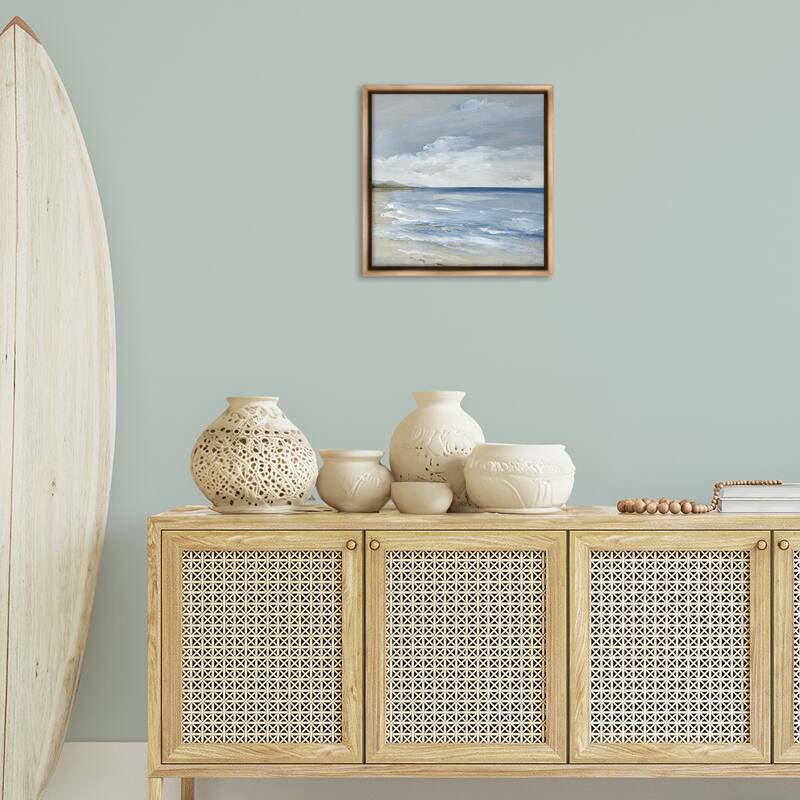 Stupell Stormy Beach Landscape Framed Floater Canvas Wall Art Design By Nan