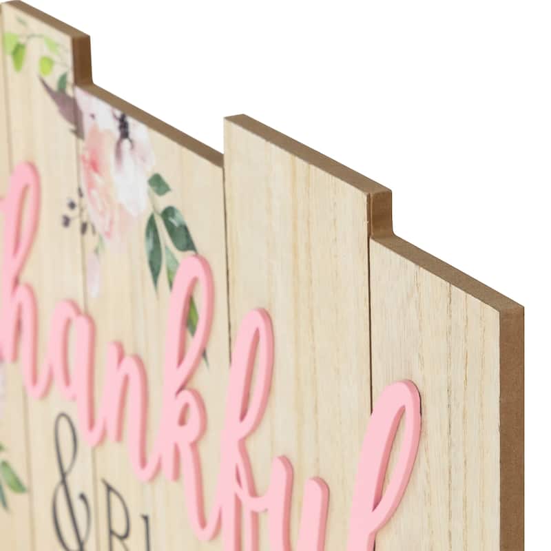 Thankful and Blessed Wooden Wall Sign - 20.75"
