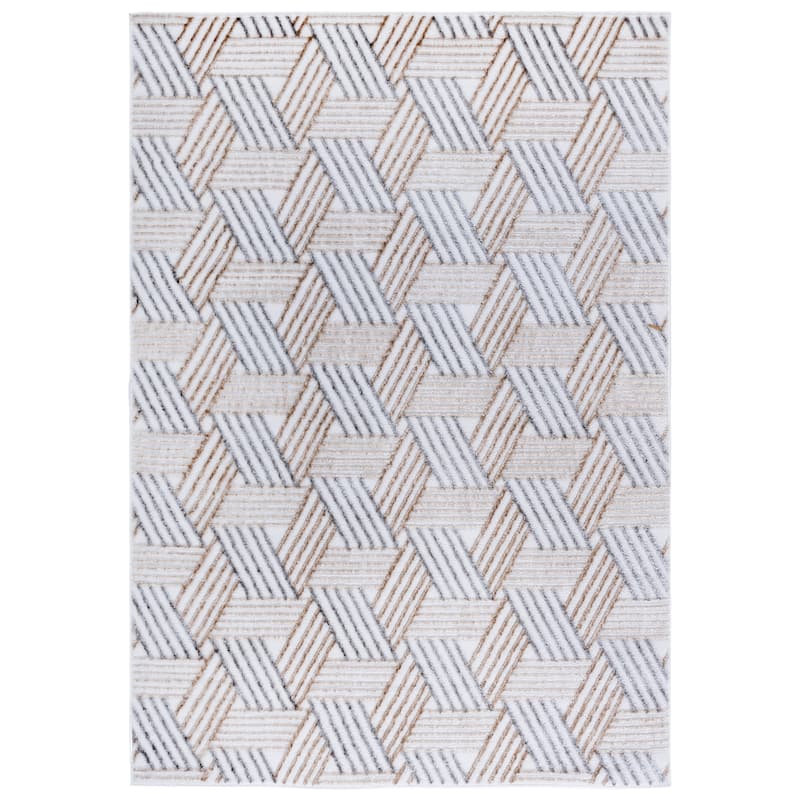 SAFAVIEH Maya Lirije Modern Contemporary Rug - 4' x 6' - Ivory/Grey Beige