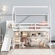 preview thumbnail 11 of 16, Wood House Loft Bed with Slide,Storage Shelves,Climbing Ramp and Light