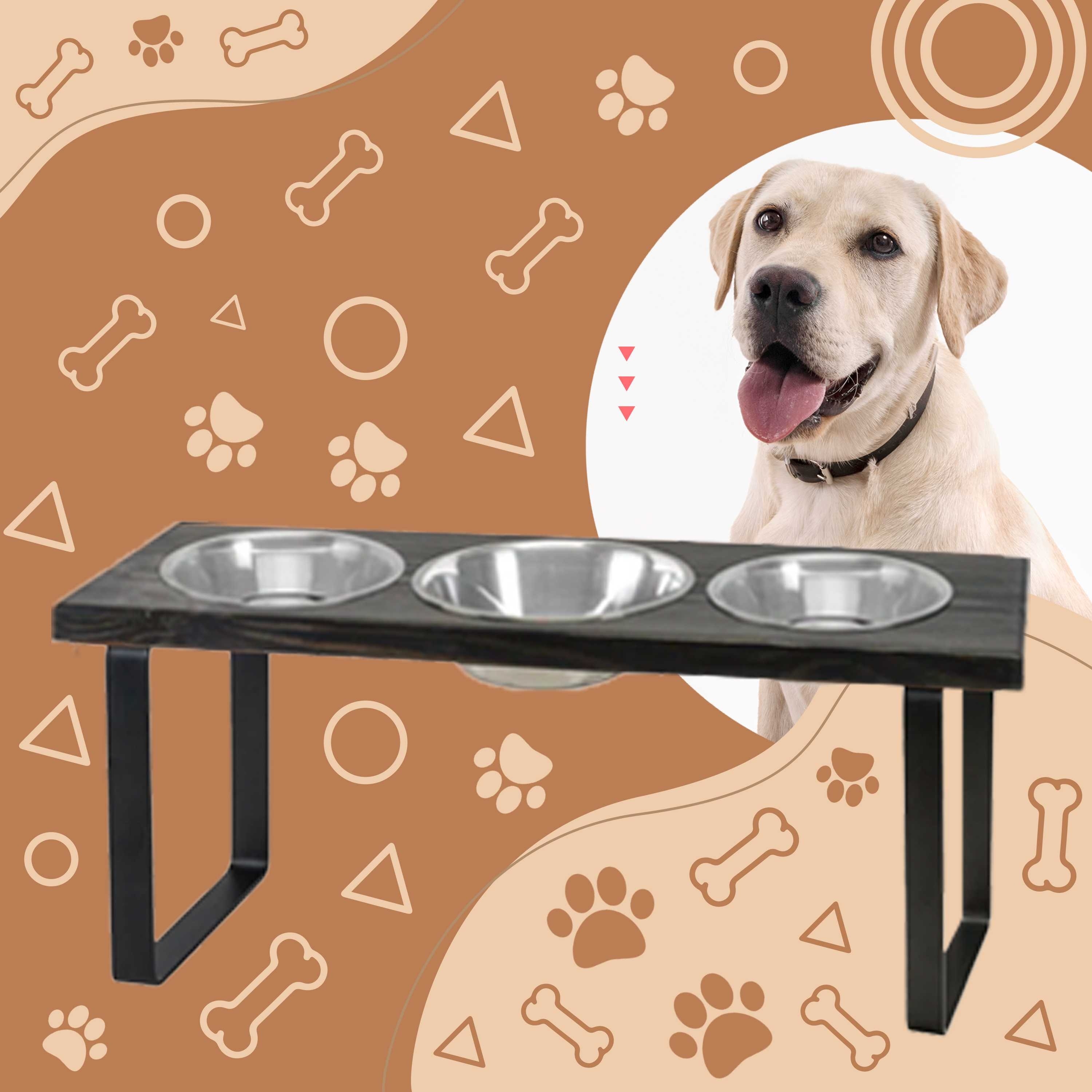 Bearwood Essentials Elevate Your Pet Dining Experience with Premium 3 Bowl Industrial Elevated Feeder Perfect Dining Experience On Sale Bed Bath Beyond 39911797