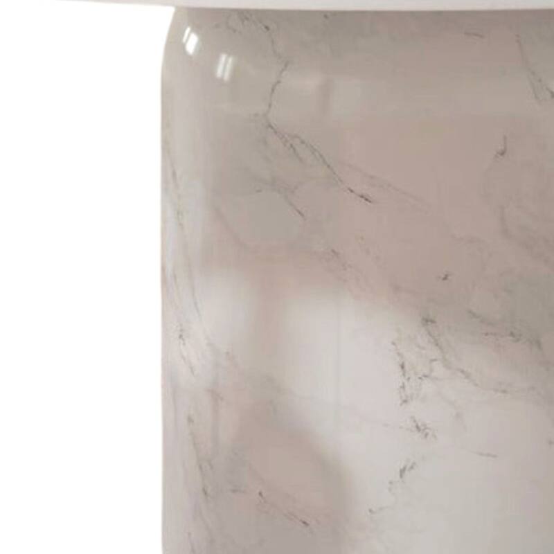 HomeRoots 60" Gray and White Marble Pedestal Base Round Top Dining Table - 60.00 in. x 30.00 in. x 60.00 in.