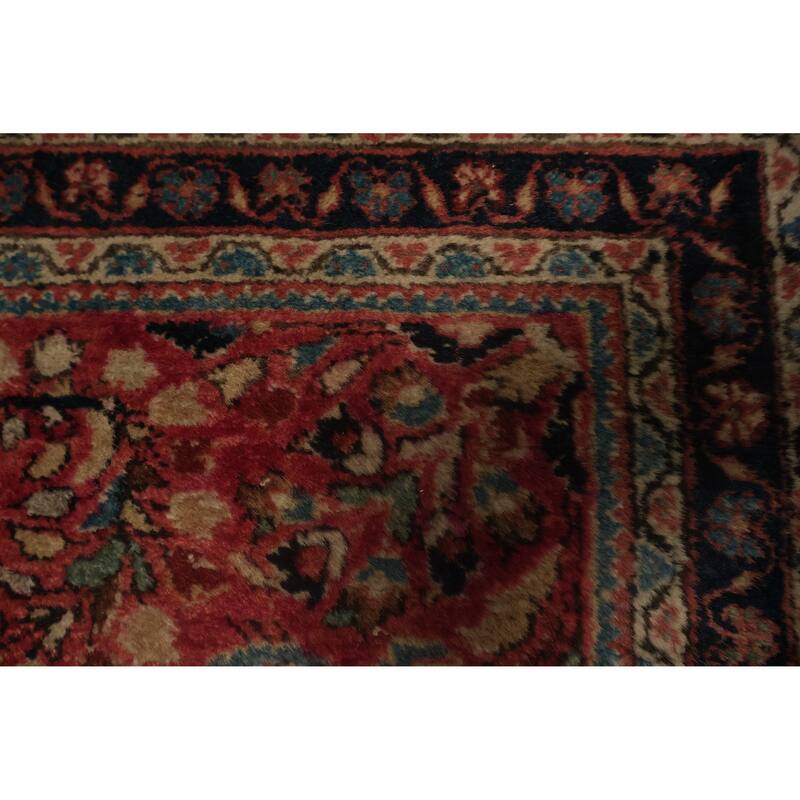 Hand Knotted Oriental 100% Wool Carpet Traditional Floral Red Sarouk Area Rug - 3' 11'' X 2' 2''