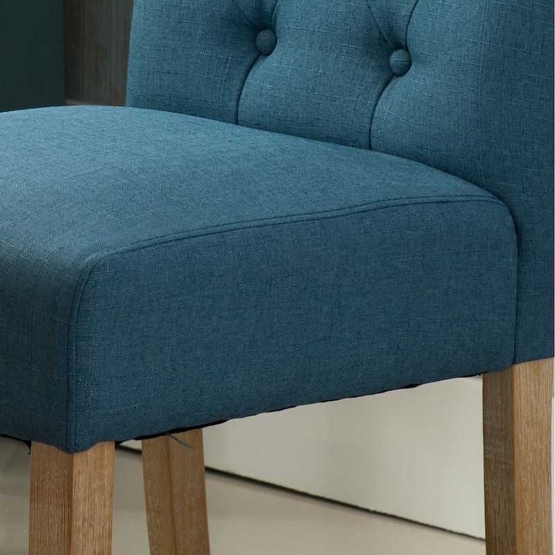 7-Piece Dining Set with Rectangular Dining Table for Kitchen, Blue Button Tufted Upholstered Dining Chairs