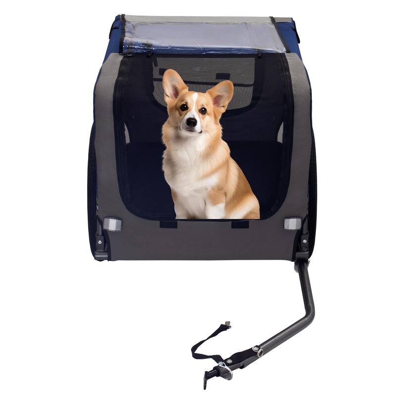 Durable Dog Bike Trailer with 20-Inch Wheels, Zippered Mesh Doors, and 88lb Capacity