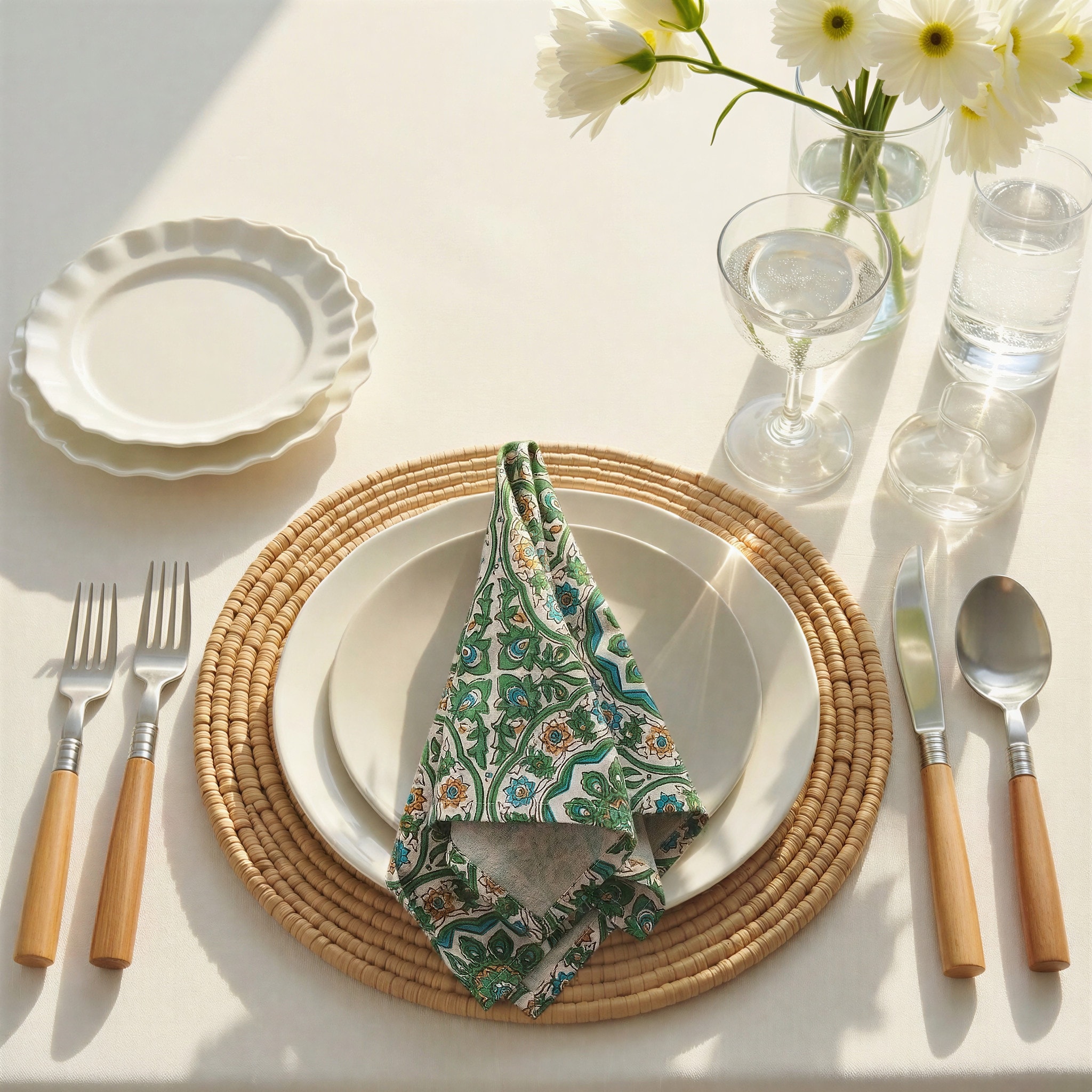 Cotton Printed Napkins with Patterns - 18.0"L x 18.0"W x 0.25"H