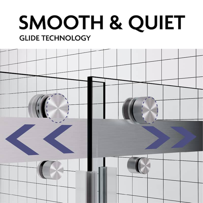SP Series 62" - 66" W x 77" H Contemporary Frameless Double Sliding Shower Door with 3/8" Clear Tempered Glass
