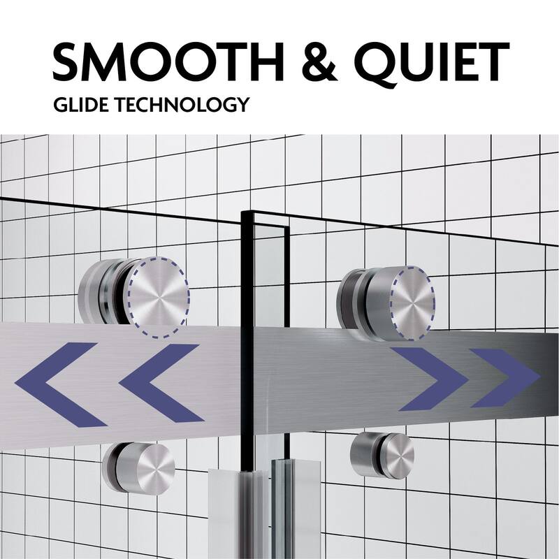 SP Series 68" - 72" W x 77" H Contemporary Frameless Double Sliding Shower Door with 3/8" Clear Tempered Glass