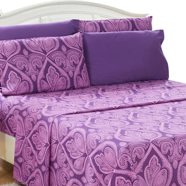 Egyptian Comfort 1800 Count 6 Piece Bed Sheet Set Deep Pocket Printed Bed Sheets 