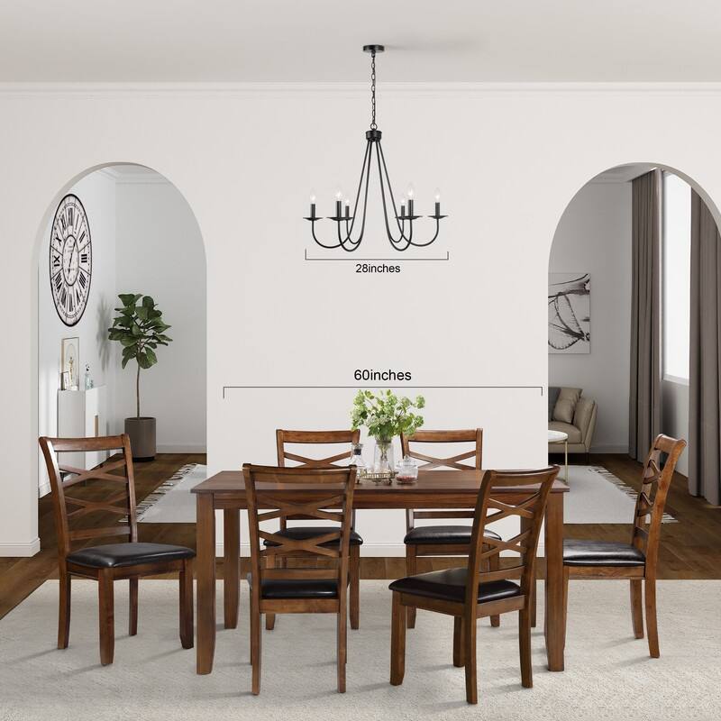 Zarbel Modern Farmhouse Black 6-light Large Candle Chandelier for Dining/ Living Room