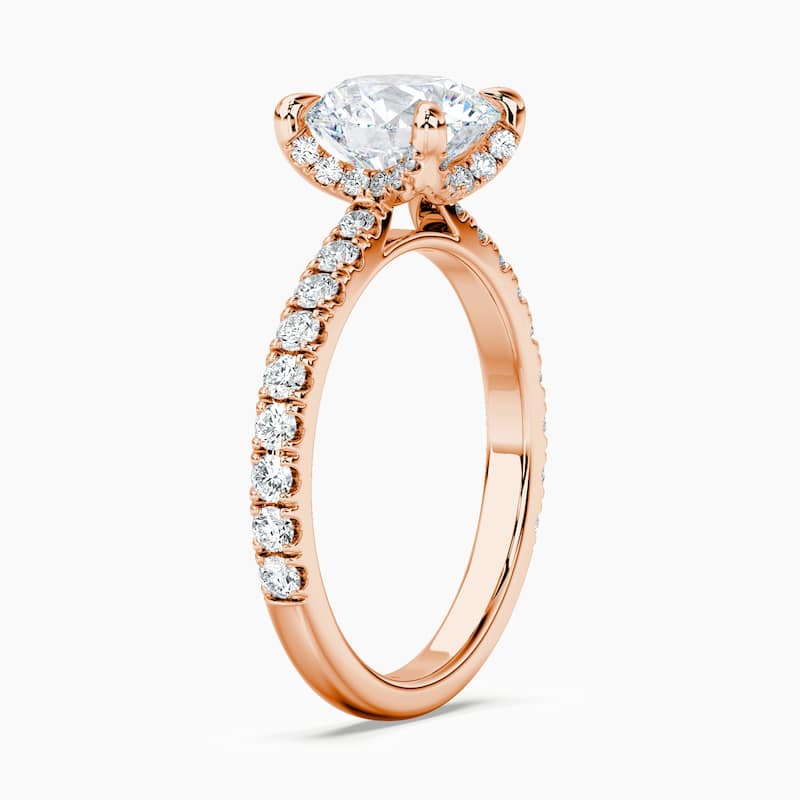 Auriya 14kt Rose Gold Lab Grown Round Diamond with Accent Engagement Ring (F-G, VS)