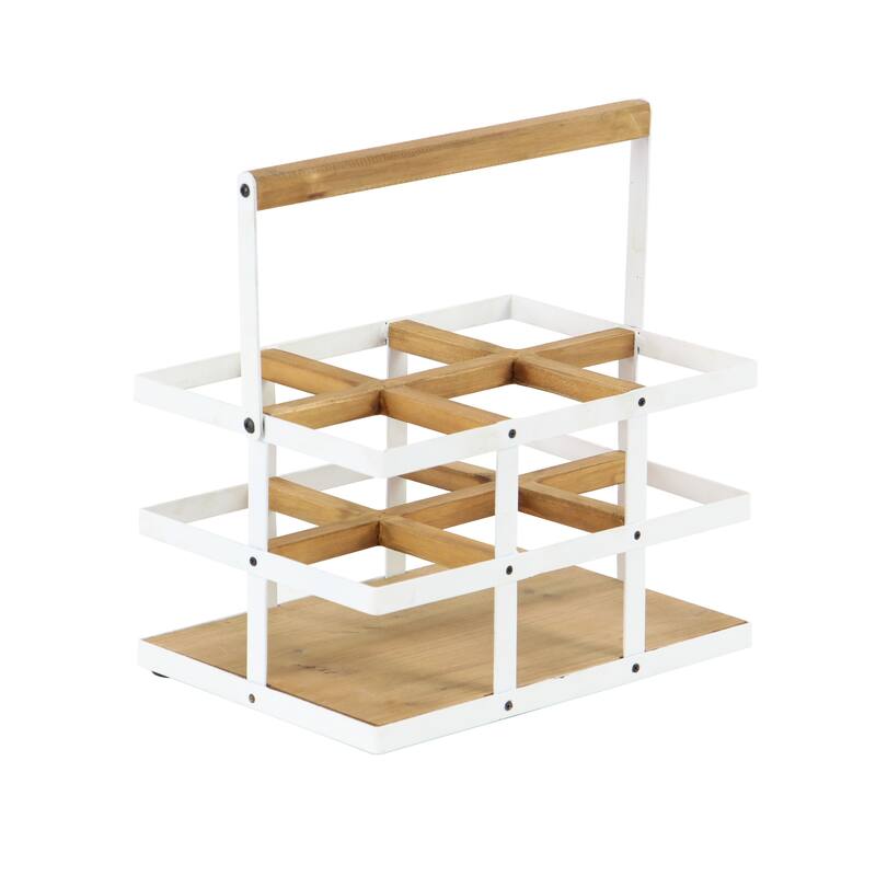 Modern 6-Bottle Wood and Metal Wine Holder