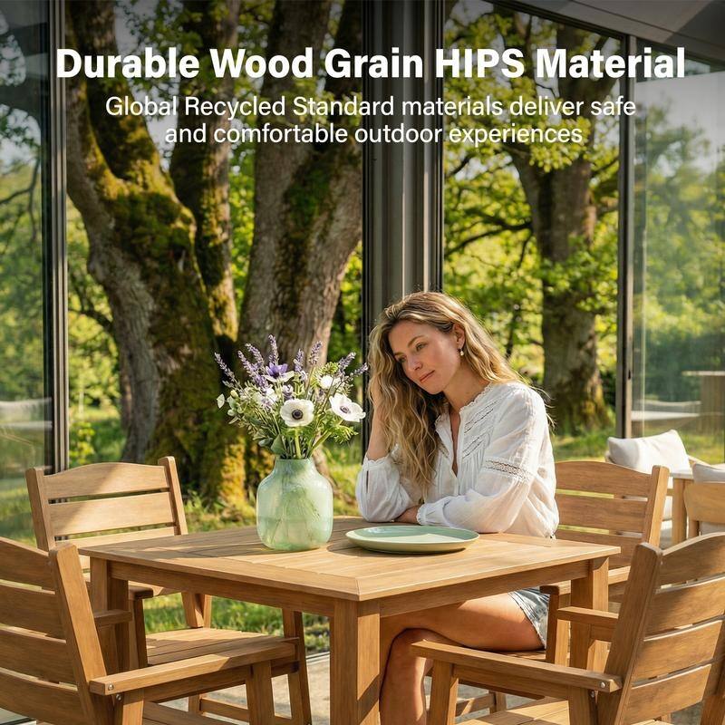 WINSOON 5-Piece HIPS All Weather Outdoor Patio Dining Sets,1-Table 4-Chairs