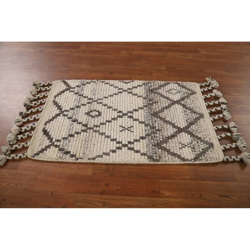 Trellis Moroccan Oriental Accent Rug Hand-Knotted Wool Carpet - 2'0"x 3'0"