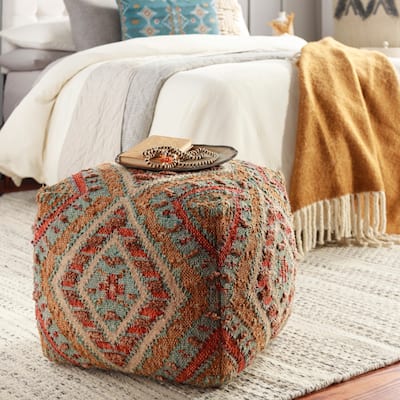 Reissa Bohemian Geometric Colorful Pouf