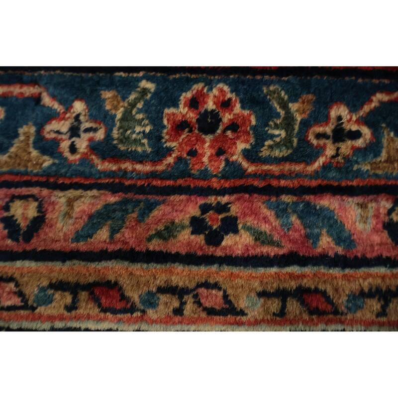 Hand Knotted Oriental 100% Wool Carpet Traditional Floral Navy Blue & Blues Sarouk Area Rug - 17' 3'' X 11' 4''