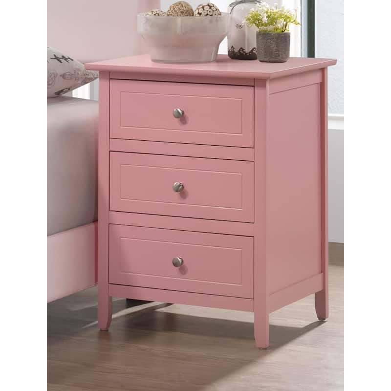 Pink Nightstand 25x19x15 Compact Bedside Table with Cheerful Finish, Spacious Top and Playful Accent for Bedroom Decor