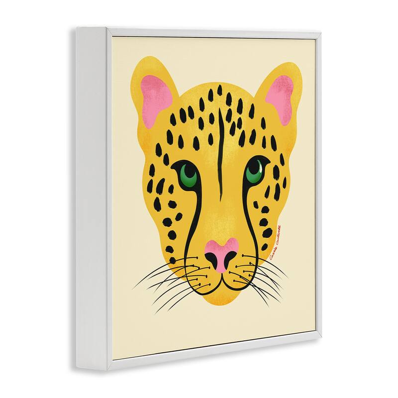 Stupell Modern Wild Cheetah Face Framed Giclee Art Design By Carrie Cantwell