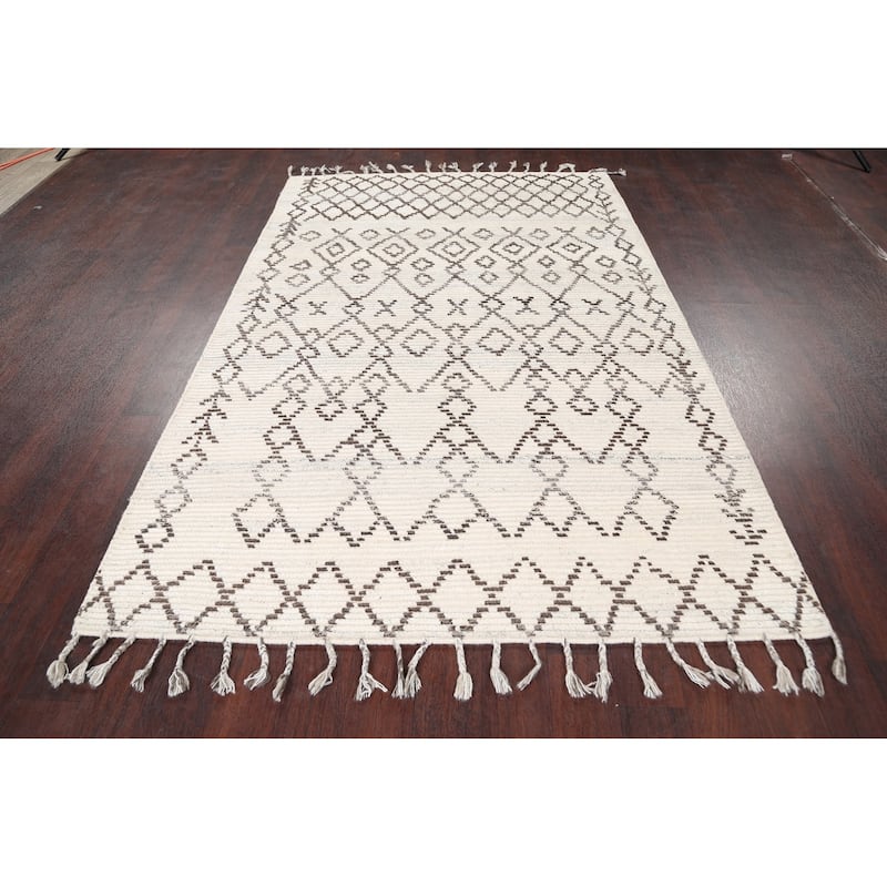 Modern Geometric Oriental Moroccan Wool Area Rug Hand-knotted - 5'0" x 7'9"