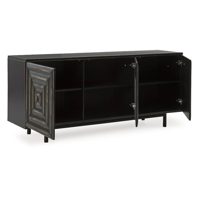 Signature Design by Ashley Fair Ridge Distressed Black Accent Cabinet - 72"W x 18"D x 32"H