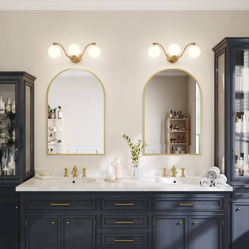 Acroma Triple Globe Wave Vanity Lighting - 3-light