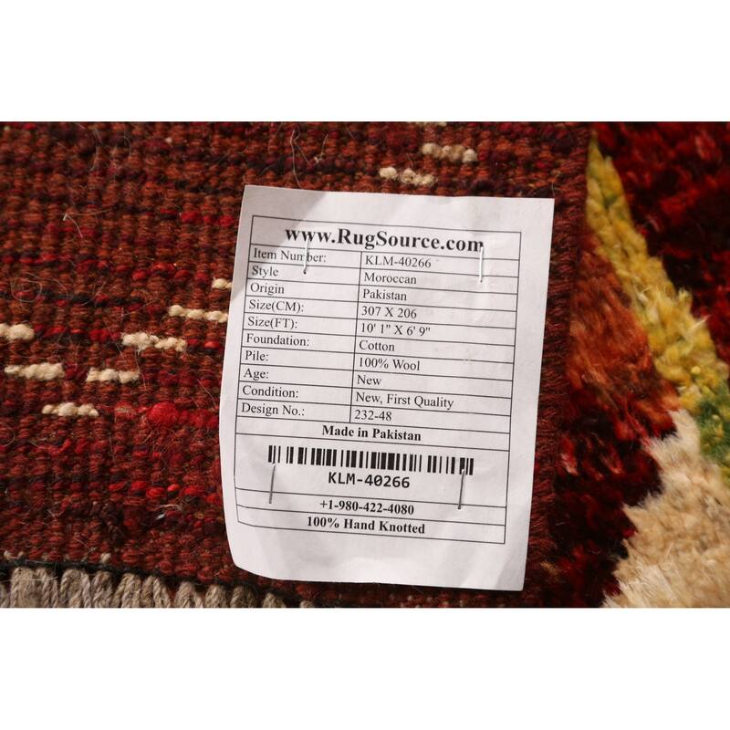 Trellis Geometric Moroccan Oriental Area Rug Hand-Knotted Wool Carpet - 6'9" x 10'1"