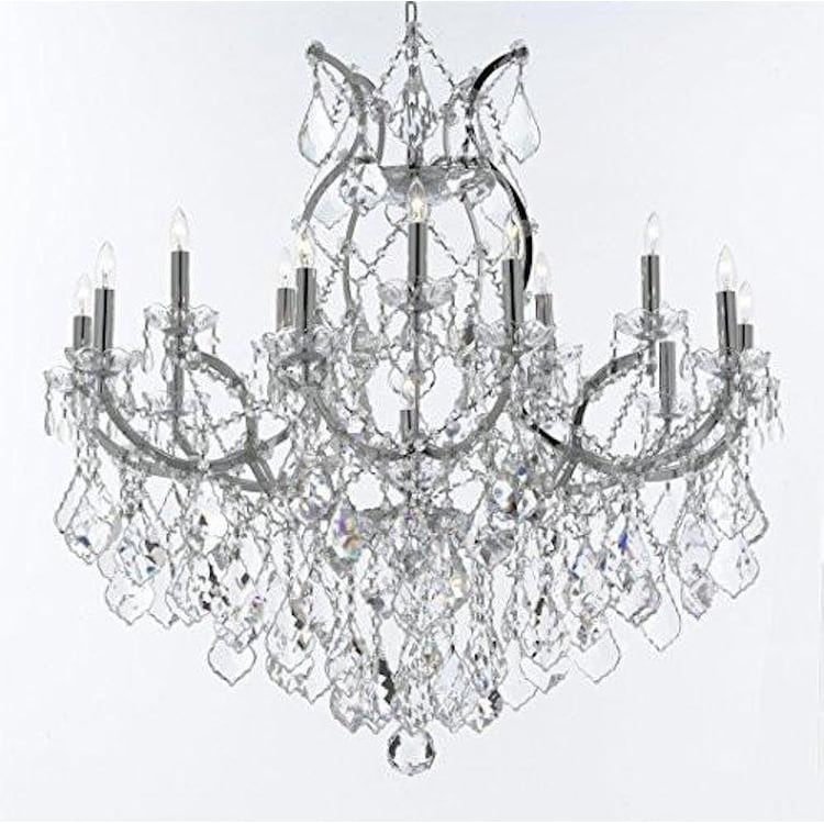 Maria Theresa Crystal Chandelier H38 "X W37" Chrome Finish . - Chandeliers For Bedrooms by Overstock.com