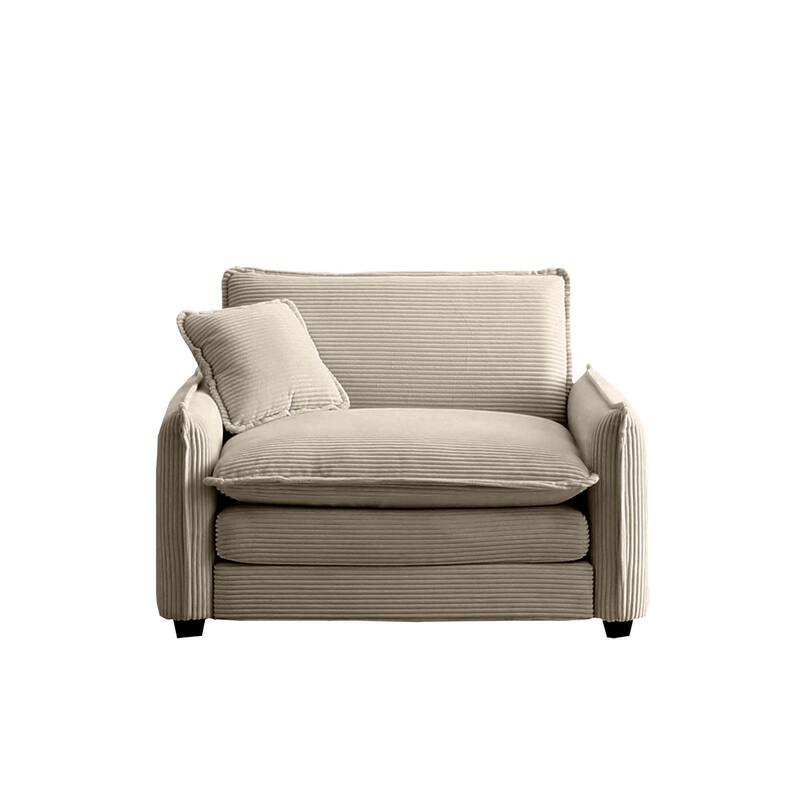 Livingroom Corduroy Single Deep Seat Sofa Chair with Pillow